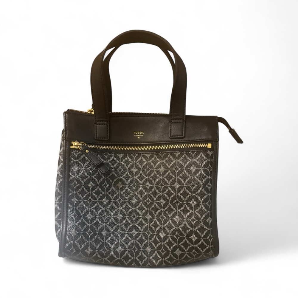 Fossil Black and Gray Monogram handbag